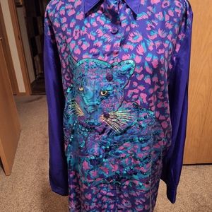 Diane Gilman Silk Sequined Tiger Blouse